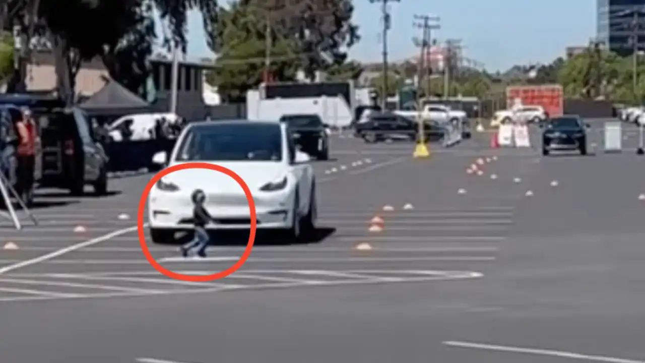 Tesla runs over child test dummy